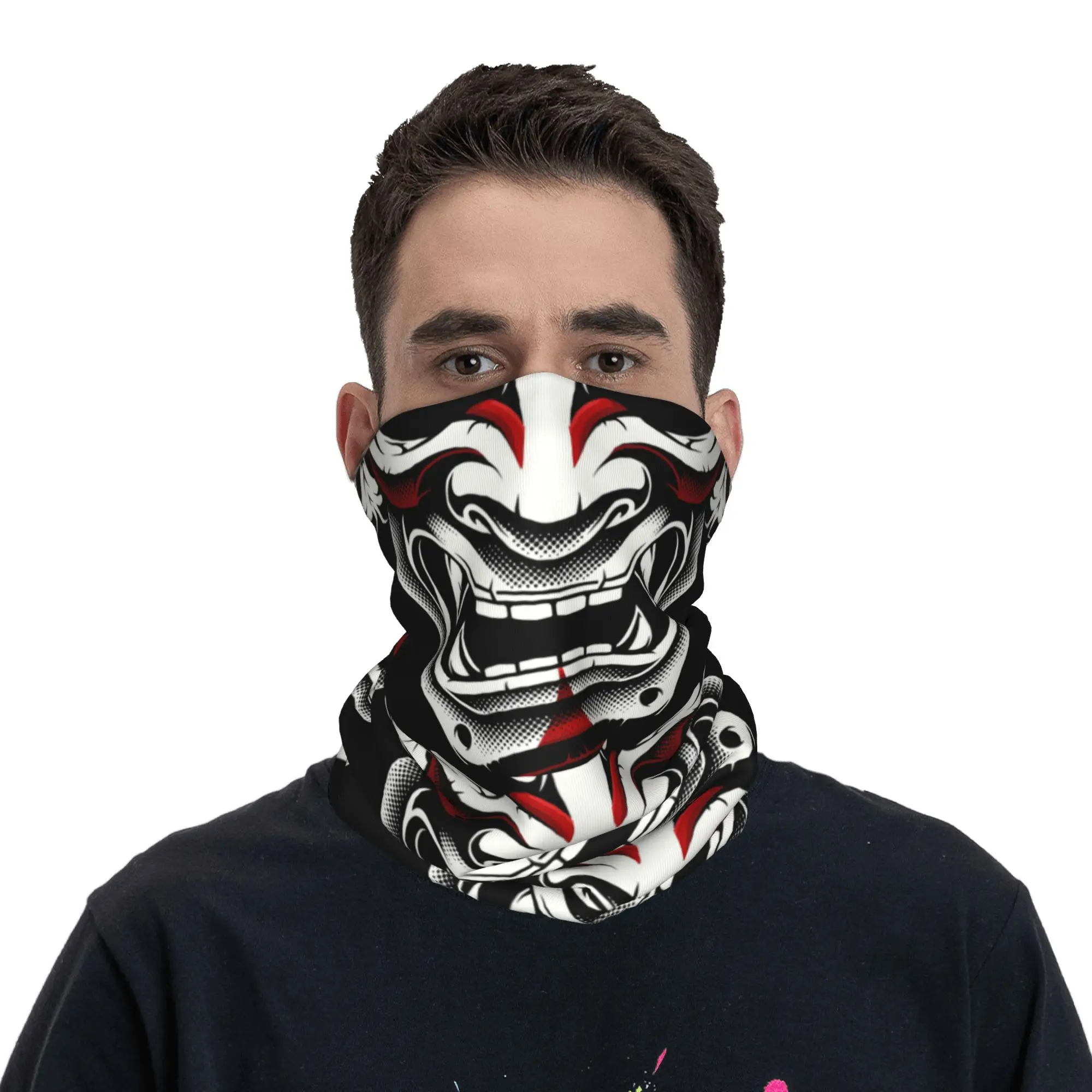 New White Red Okami Kitsune Ka - Neck Warmer Balaclava 评论和价格