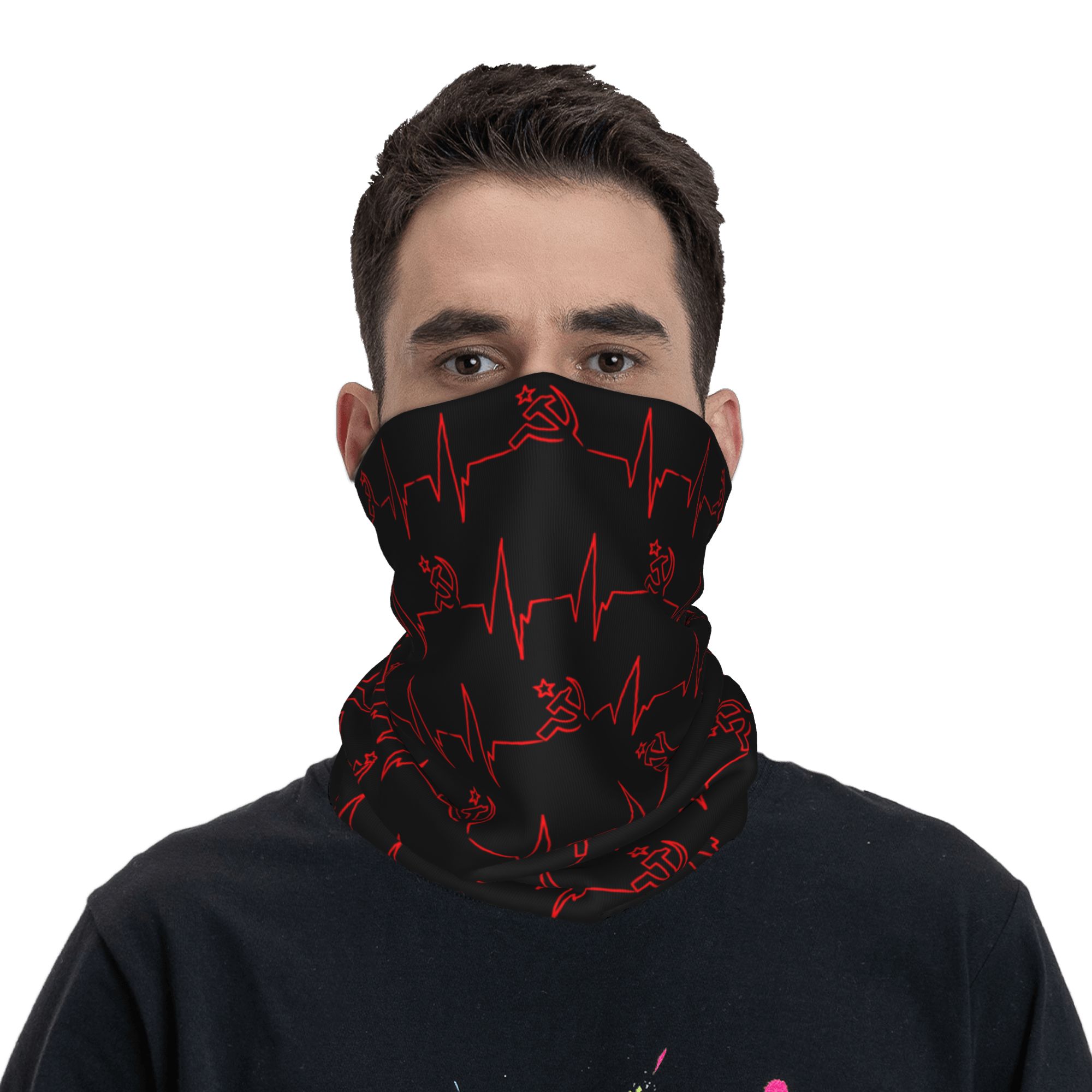 Custom Heartbeat Russian Flag  - Neck Warmer Balaclava 评论和价格