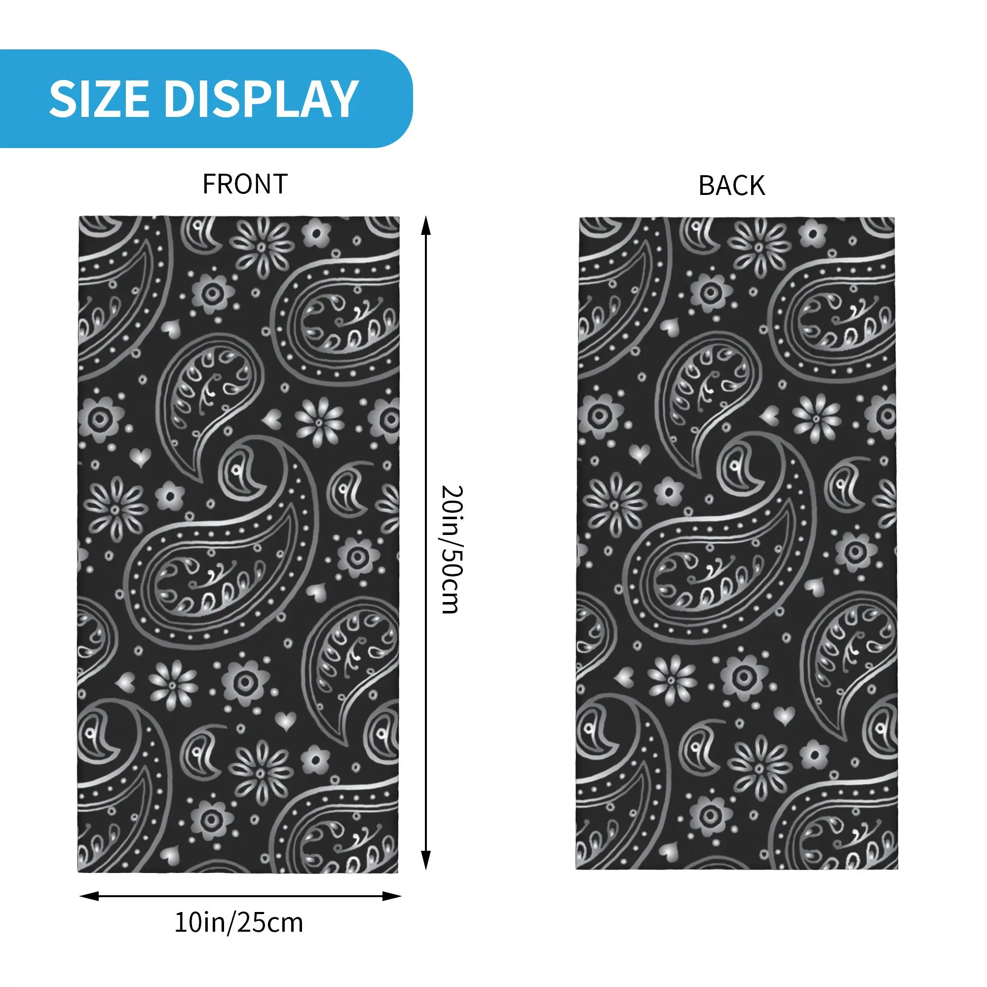 New Silver Black Paisley Desig - Neck Warmer Balaclava 评论和价格